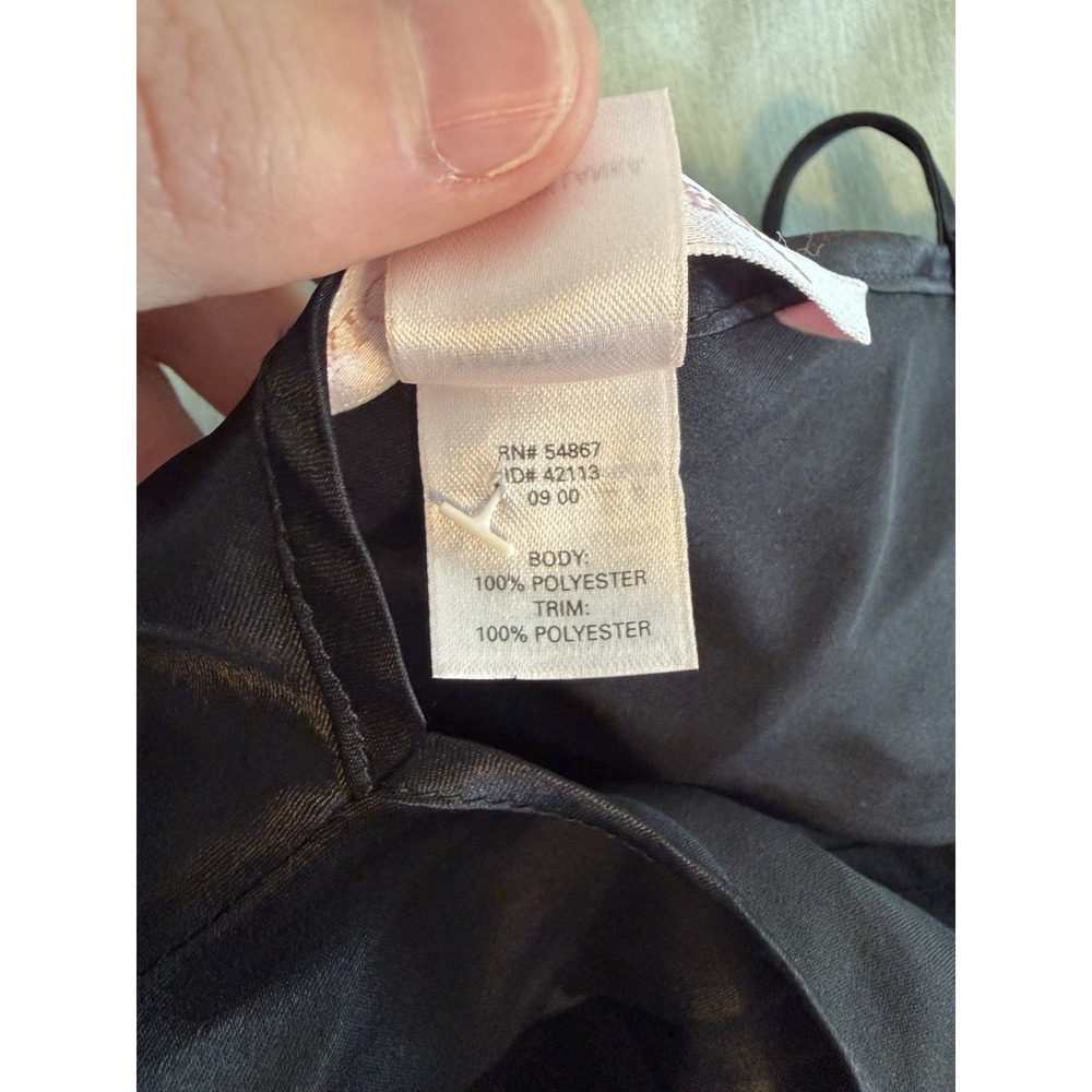 Victoria's Secret Vintage Y2K Black Satin Slip Dress Lace Trim Open Back Small - Picture 5 of 7
